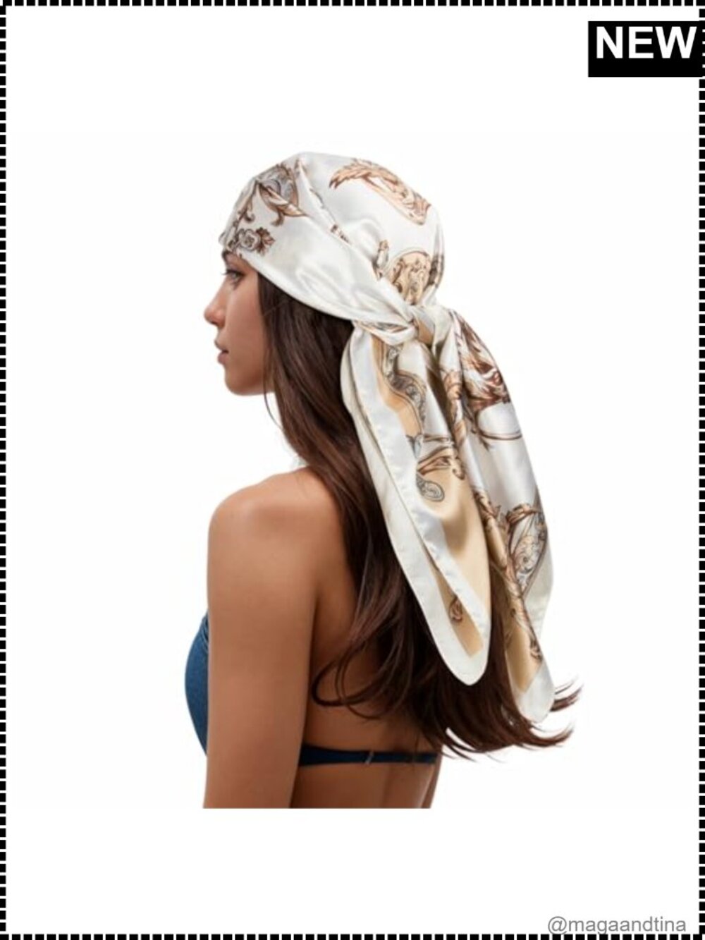 Silk Feel Polyester Head Scarf Hair Scarf Printed Square Bandana 35 Inches